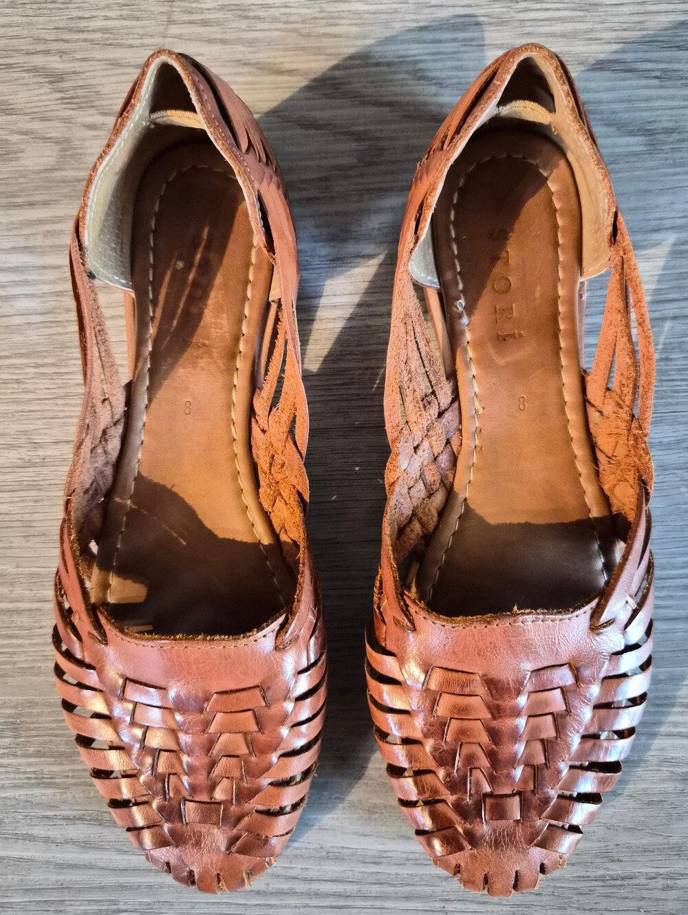 Handwoven Leather Moccasin Flats in Brown by Flog